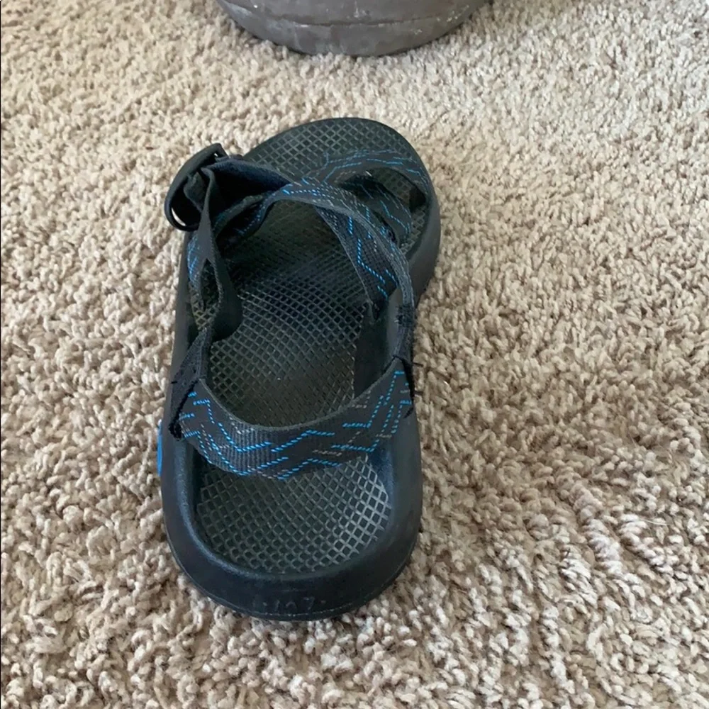 Chaco Black Sandals with Blue Strap Accents